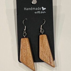 Quadrilateral Shaped Reclaimed Wood Earrings - Light Wood