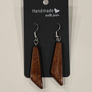 Quadrilateral Shaped Reclaimed Wood Earrings - Dark Wood