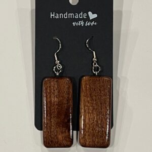 Wide Rectangular Shaped Reclaimed Wood Earrings - Dark Wood