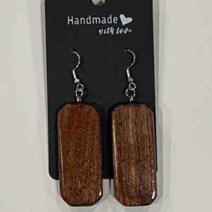 Triangular Edged Reclaimed Wood Earrings - Dark Wood