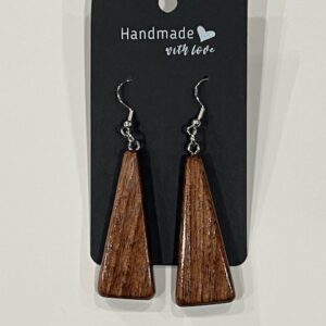 Trapezoid wooden earrings - dark wood