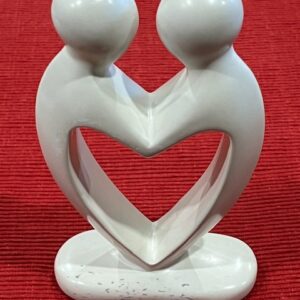 Heart Couple Natural Kisii Soapstone Sculpture