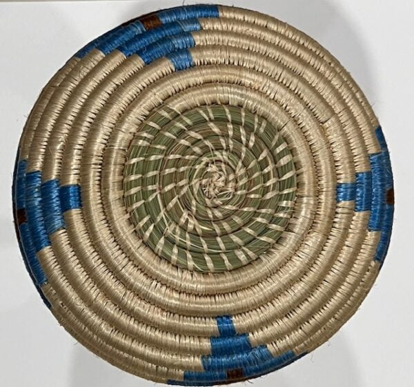 Brown, Blue & Tan Hand-Woven Sisal Basket Vase bottom