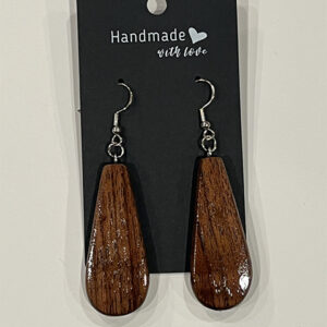 Drop Shaped Reclaimed Wood Earrings - Dark Wood