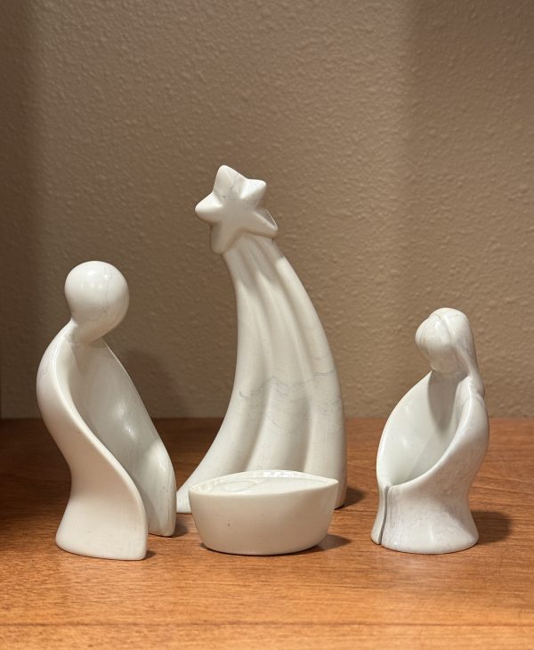 Natural Kisii Soapstone Nativity - Holy Family & Star