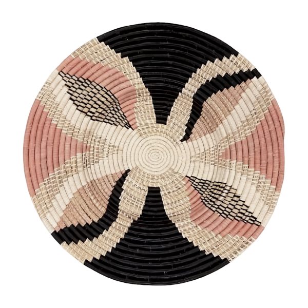 Pink, Black and Natural Raffia Wall Hanging Plate Mat - 22”